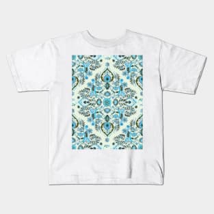 Modern Folk in Aqua and Umber Kids T-Shirt